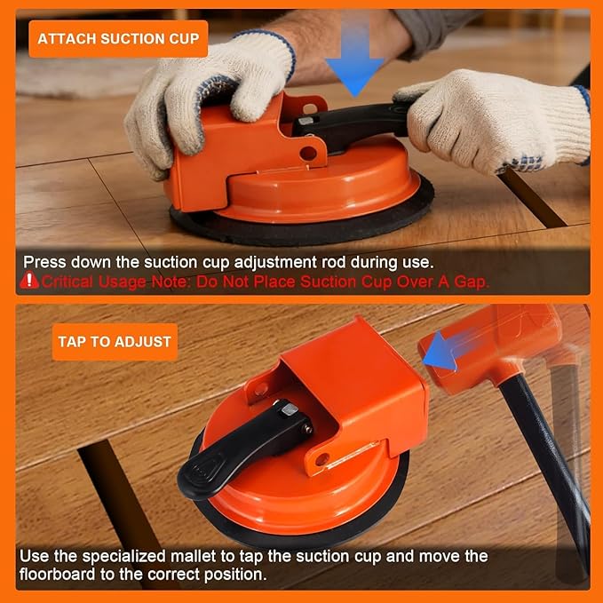 Floor Gap Fixer Tool, Heavy Duty Vacuum Suction Floor Gap Repair Kit for Hardwood, Laminate, Engineered Wood, No Scratch DIY Closing Tool