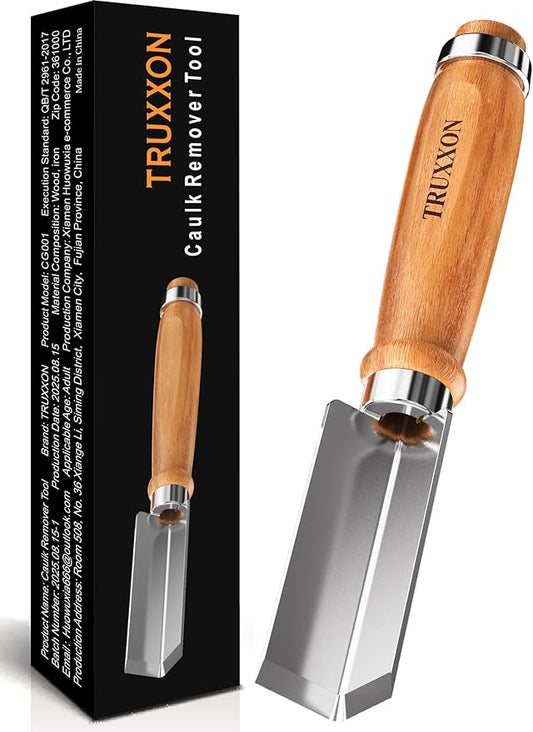 Professional Caulk Remover Tool – Heat-Treated Caulking Tool with 90° Sharp Blade & Solid Wood Handle, Saves Time for Home Improvement, Durable Grout & Silicone Remover Tool