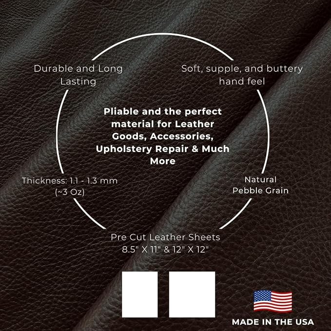 Natural Grain Cow Leathers: 12'' x 12'' Pre-Cut Leather Pieces (Whiskey Distressed, 1 Piece)