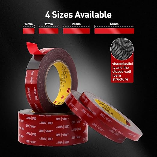 Double Sided Tape Heavy Duty Mounting Tape 1" x 18Ft Made of 3M 4611F Gray Strong Adhesive for Reliable Bonding Waterproof Foam Tape for Home Office Car Decorative Materials and Trims