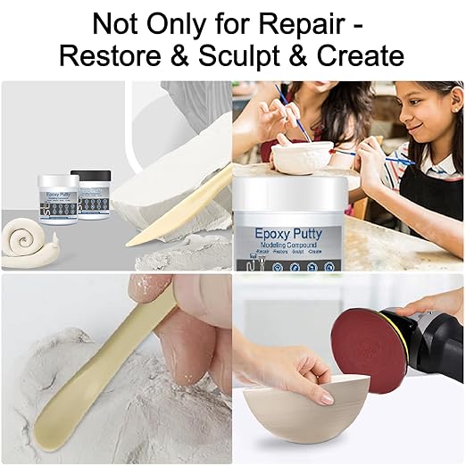 Epoxy Putty for Metal, 16 oz Fast Repair Pool Putty Self-Hardening Waterproof AB 2 Part Epoxy Wood Filler for Metal Tile Plastic Repair Filling Bonding, Sculpt Clay for Sculpting Modeling Black