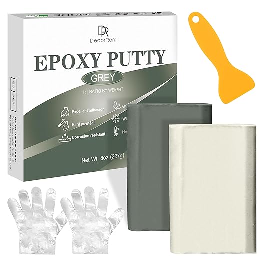 Epoxy Putty - 8oz / 227g Pool Putty, 2 in 1 Underwater or Above Fast Repair, Fix Leaks, Cracks, Filling, Sculpting - 2 Part Epoxy Sculpt Clay for Metal, Tile, Concrete, Plastic, Ceramics (Grey)