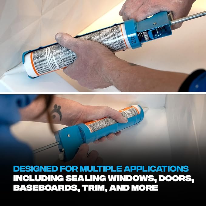 OX 10 oz Drip Free Caulk Gun - 10:1 Thrust Ratio Caulking Gun Tool with Seal Punch and Spout Cutter for Silicone - OX-T046205