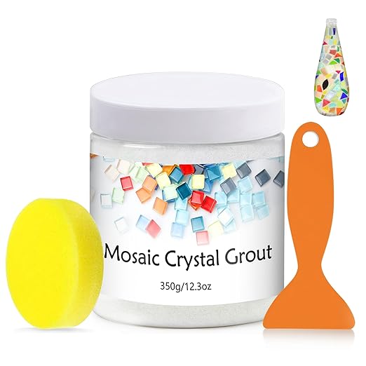Mosaic Crystal Grout, Mosaics Tile Tools, Mosaic Tile Accessories – Essential for Handmade Grouting and Perfect for DIY Craft Projects (Translucent, 12.3oz)