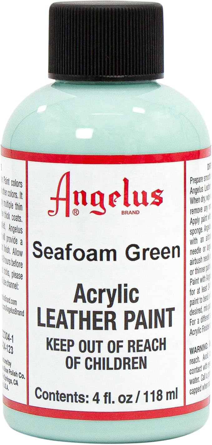 Angelus Acrylic Leather Paint for Purse Leather Vinyl 4 Oz Seafoam Green