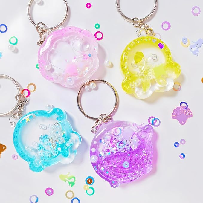 Resin Shaker Molds Set Sea Animals Keychain Charms Pack of 8 Epoxy Silicone Trays Precision Tip Applicator Bottle Kit Bundle
