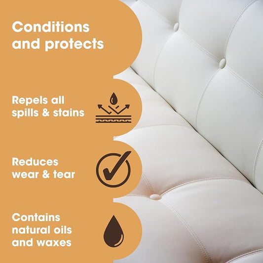 Furniture Clinic Leather Protection Cream | 2-in-1 Leather Conditioner & Waterproofing Protector for Furniture, Shoes, Car Seats & More | Prevent Stains while Nourishing | 17oz/ 500ml