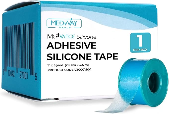 MedVance Silicone Tape Medical, Perforated Surgical Tape Sensitive Skin, Waterproof Tape for Skin, Medical Tape for Wound Care, Eyelash Tape, Gentle Skin Tape, 1" Width (1 Pack, 180 Inches)