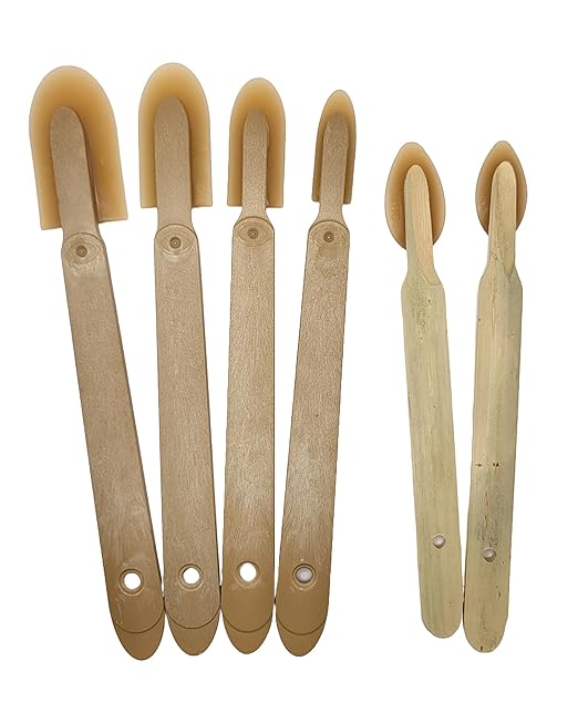 JMIBASIC Caulk Smoothing Tool Set, Assorted 6 Sizes with 2 Corner & Narrow Spatula, Silicone & Sealant Grout Applicator, Rubber Caulking Finisher (Plastic (2 Wood))