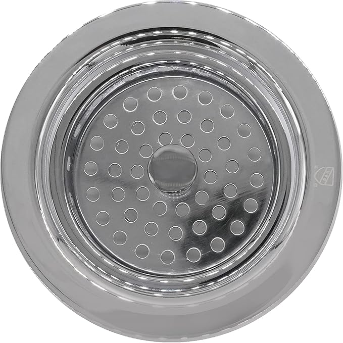 Westbrass CO2165S-26 COMBO PACK 3-1/2" Post Style Large Kitchen Sink Basket Strainer and Waste Disposal Drain Flange with Basket Strainer, Polished Chrome