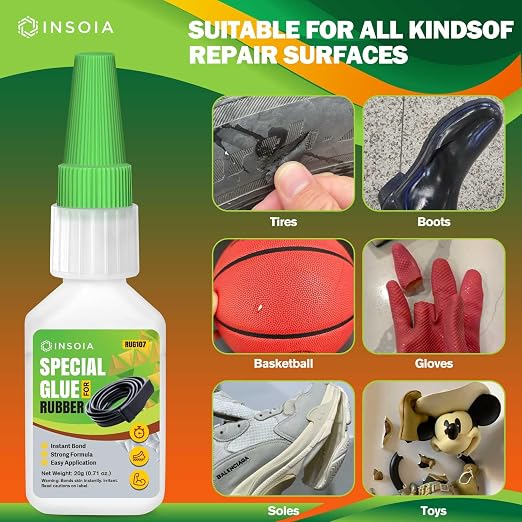 Super Rubber Glue, 20g Heavy Duty Rubber Adhesive for RC Tires, Shoe Soles, Belts, Hoses, Car Seals, Mats, Motorcycle Grips & DIY Repairs – Quick-Dry, Waterproof, Heat-Resistant CA Glue