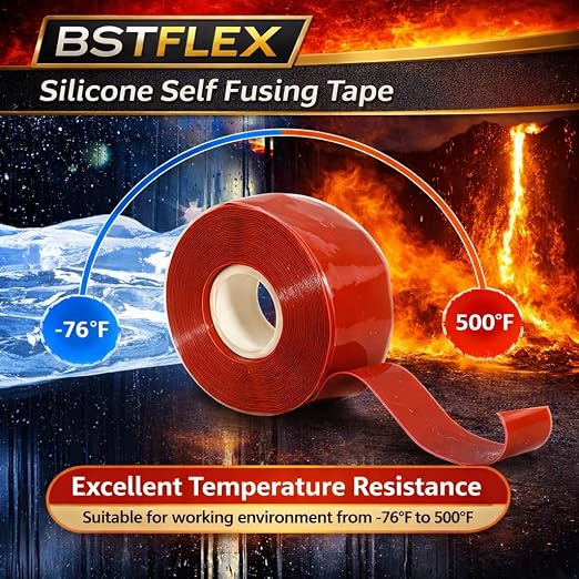 Self-Fusing Silicone Tape 2" x 36FT x 20mil Red– Waterproof & Heat-Resistant Rubber Emergency Repair Tape, Self Amalgamating for Plumbing, Hose, Electrical, Automotive & Outdoor – No Residue