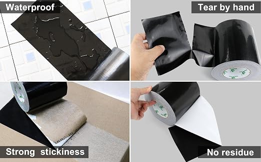BOMEI PACK 9.05 Mil Black Heavy Duty Duct Tape Strong Adhesive, 6 in x 50 YD Duct Heavy Duty Waterproof All Weather Gray Duct Tape No Residue Sealing & Patching for Indoor&Outdoor Repair