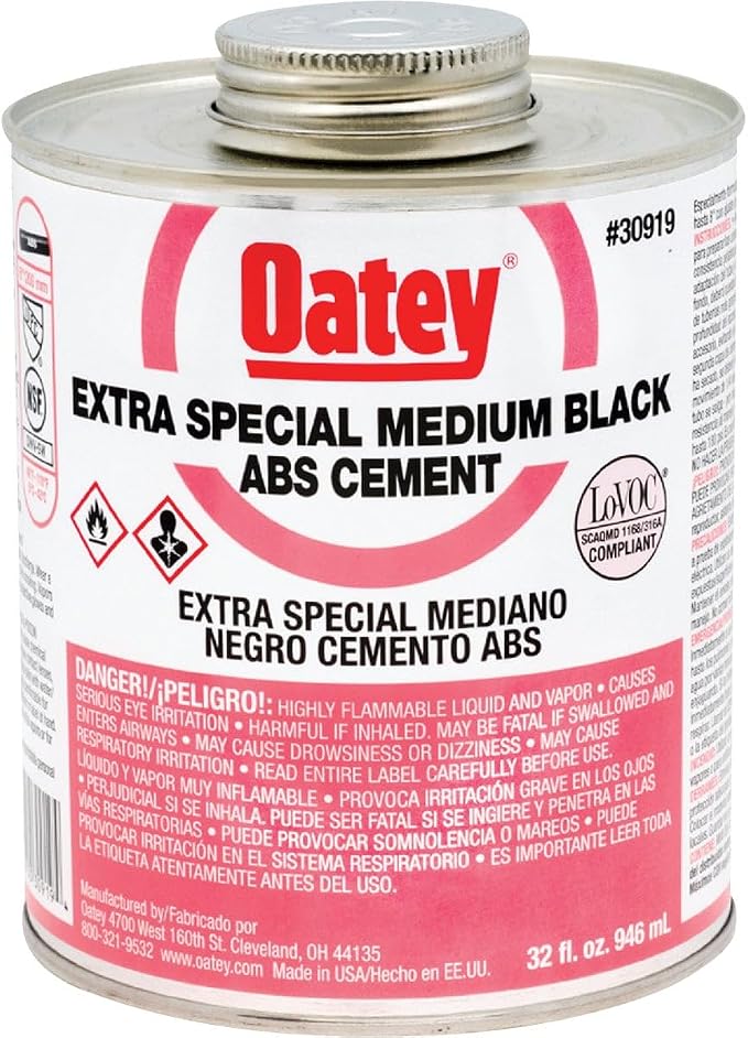 Oatey 30919 ABS Extra Special Cement, 32 oz, Black