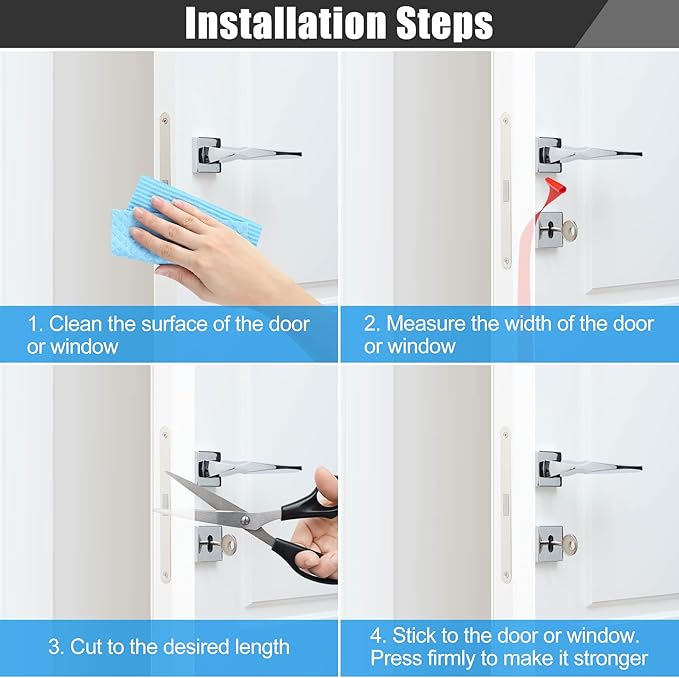 Draft Seal Tape for Doors and Windows 1 in x 10 Ft Silicone Weather Stripping Extra Thick 2mm Door Seal Strip with Strong Adhesive Draft Insulation Stopper Side Seal - Clear
