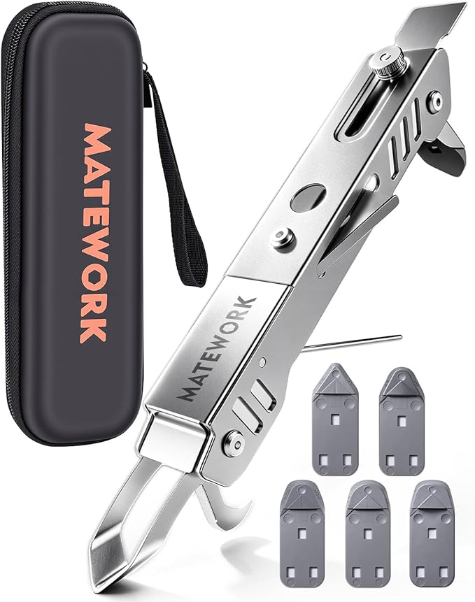 Matework Caulking Tool, 6 in 1 Caulk Remover Tool, 100% Stainless Steel Sealant Finishing Tools with 5 Silicone Pads, Multi-Function Grout Removal Tool Kit for Bathroom, Shower, Kitchen, Window, Sink