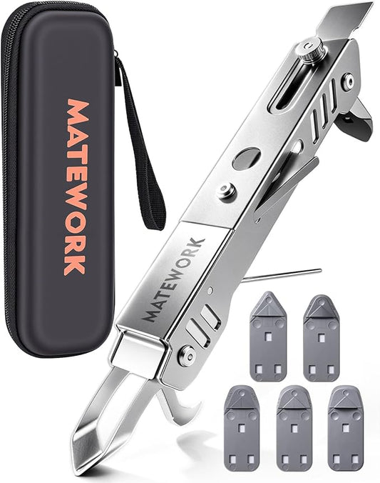 Matework Caulking Tool, 6 in 1 Caulk Remover Tool, 100% Stainless Steel Sealant Finishing Tools with 5 Silicone Pads, Multi-Function Grout Removal Tool Kit for Bathroom, Shower, Kitchen, Window, Sink