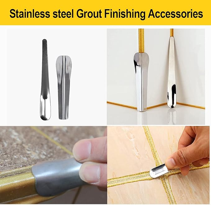 7pcs Caulking Tool Kit, Caulk Finishing Tool, Stainless Steel Inner and Outer Corner Caulking Tools, Putty Knife Scraper, for Kitchen Bathroom Window