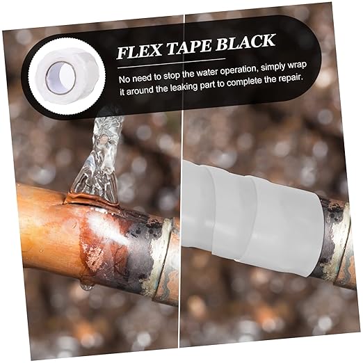 TEHAUX 5pcs Flex Pipe Seal Tape Rubberized Duct Tape for Leak Repair Wide Sealant for More for Home Plumbing and Maintenance