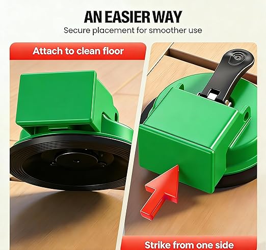Floor Gap Fixer Tool, Cast Aluminum, Heavy Duty Flooring Repair Kit with Vacuum Suction Cup for Laminate, Vinyl, Wood and Tile Floors (Green)