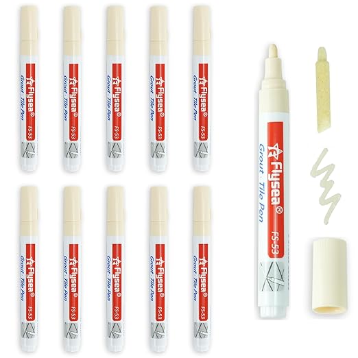 10 Piece Tile Grout Color Pen Refill Wall Gap Grout Renew Marker for Tiles Floor Kitchen Bathroom (Beige)