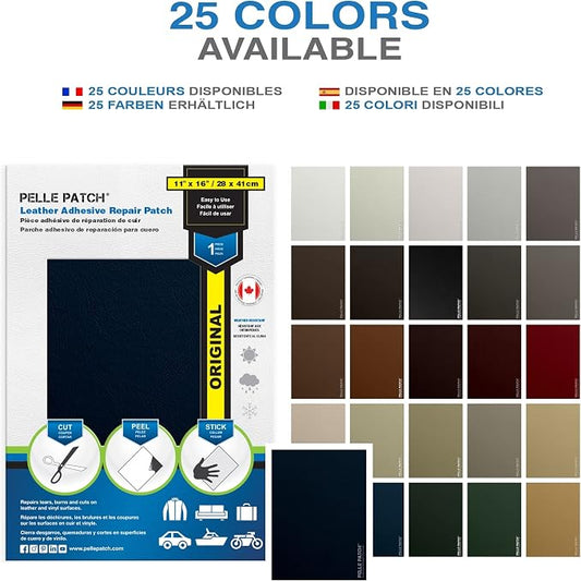 Auto Leather Repair Kit - 25 Colors Available - Original 11x16 - Dark Blue