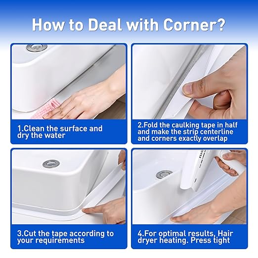 White Caulk Tape Self Adhesive Waterproof 1.97" x26.25Ft, Bathroom Peel & Stick Caulking Tape for Floor Tile Corner Trim & Shower, Toilet Bathtub Caulking Sealant Strip for Kitchen, Countertop, Sink