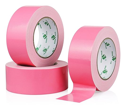 BOMEI PACK Pink Duct Tape, 3Rolls Heavy Duty Strong Industrial Color Duct Tape 9mil x 1.88inch x 30yds for Packing and Repairing