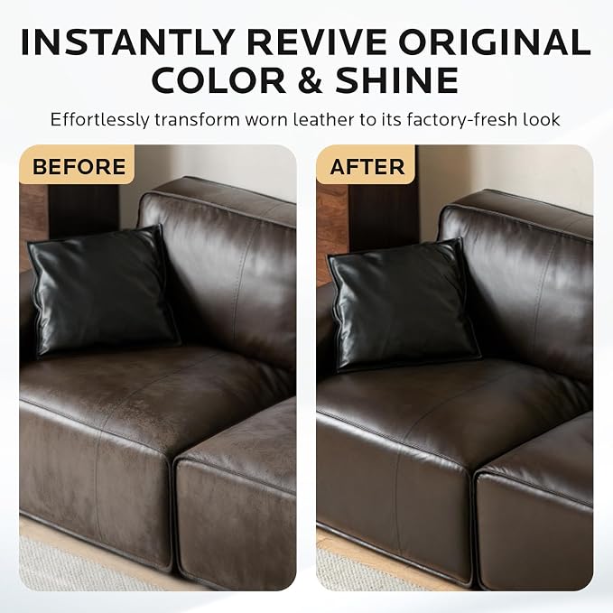 Brown Leather Recoloring Balm: Leather Color Restorer Conditioner, Leather Repair Kits for Vinyl Furniture Sofa Car Seats Shoes - Dye on Scratches Fades Worn Surfaces
