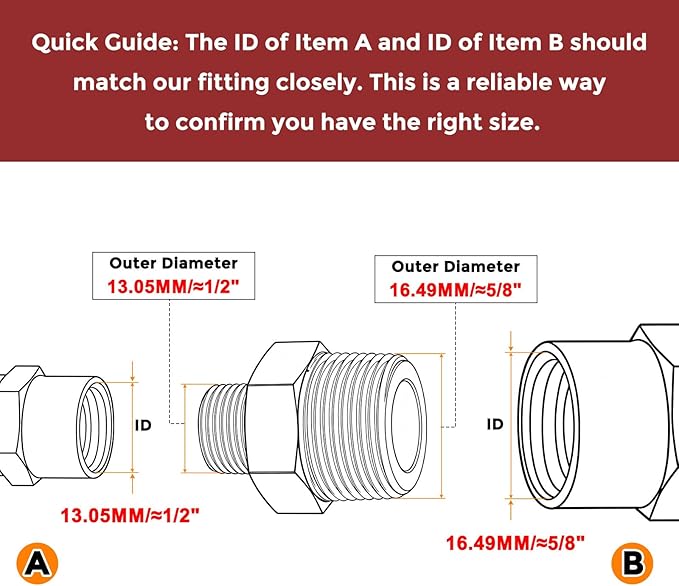 Pack of 3, 3/8" NPT Male to 1/4" NPT Male Solid Brass Hex Nipple Hose Connectors, Male Pipe Adapter for Pipe Leak Repair, Bathroom Remodeling, Tool Extensions, Compression