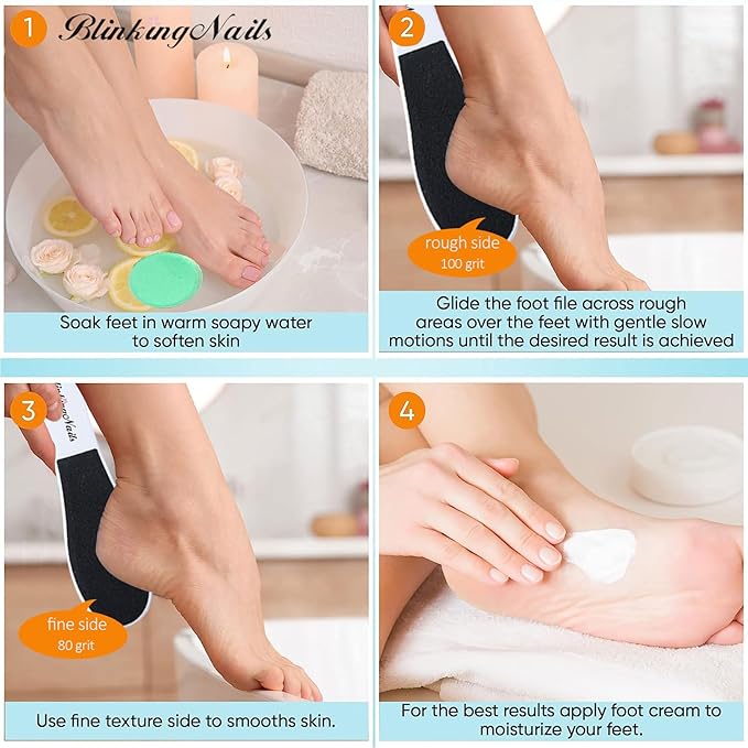 Foot Bath Bombs with 5 Foot Files - 5 Scented Foot Soak Tablets for Dry Cracked Heels, Callus Remover Tool Kit, Relaxing Spa Pedicure Set for Home, Gift for International Women's Day