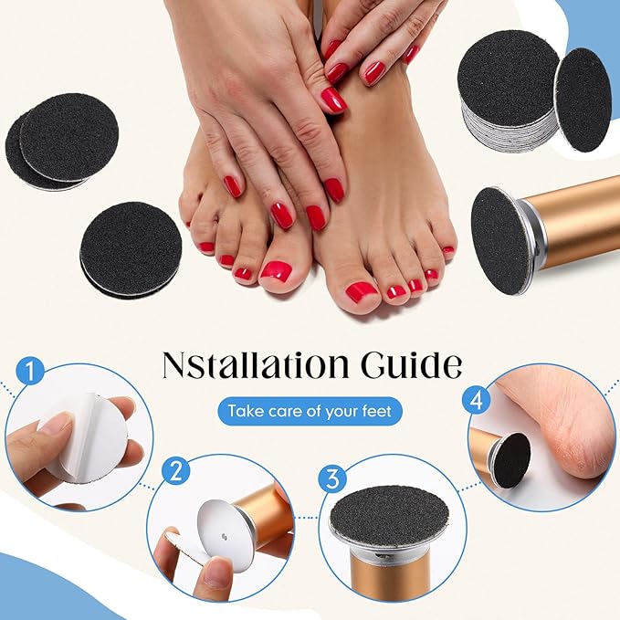 Gisafai 500 Pcs Sanding Replacement Pad Sandpaper Disk for Electric Foot File Callus Remover Tool Black Foot File Disc for Men Women Cracked Heels Dead Skin (60 Grit,80 Grit,100 Grit,180 Grit)