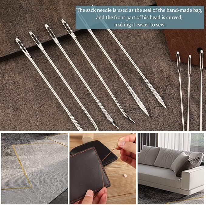 20 Pcs Leather Sewing Needles,Heavy Duty Sewing Needles Kit Include Curved Leather Needle,Sack Needle,Hand Sewing Needle,Leather Needles for Upholstery,Leather Craft,Carpet Canvas Repair