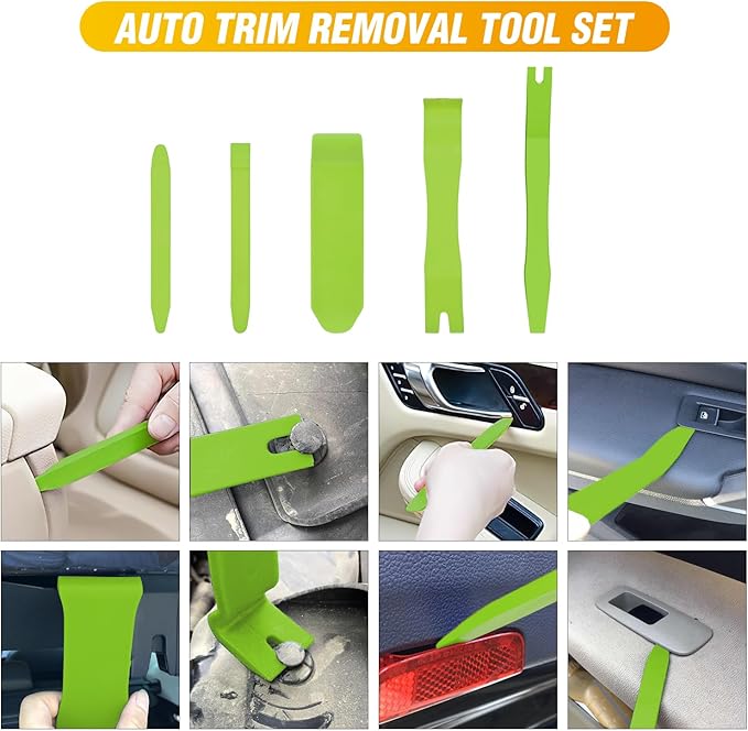 GOOACC 6PCS Auto Trim Removal Tool Kit No-Scratch Tool Kit for Car Audio Dash Panel Window Molding Fastener Remover Tool Kit-Green