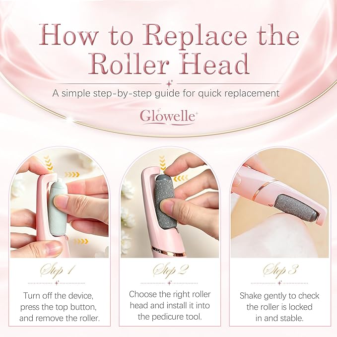 Glowelle Pedicures Replacement Heads for Flaweless Pedi Electric Foot File Replacements Bits, Electric Callus Remover Grinders Replacement Roller Heads (Fit Most Similar Model)