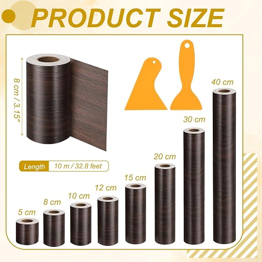 PATIKIL Wood Grain Repair Tape, 3" x 33' Self Adhesive Realistic Wood Tape with Scraper Durable Repair Patch for Furniture Floor Window Door Table DIY Home Decor, Black Walnut