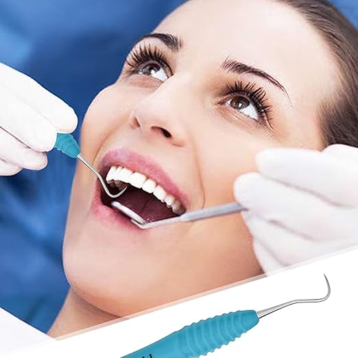Professional Dental Tools Tartar Scraper for Dentist, Personal and Pets Use Plaque Remover with Comfortable Grip, Double Ended Silicon Grip Scaler H5/33 (Aqua)
