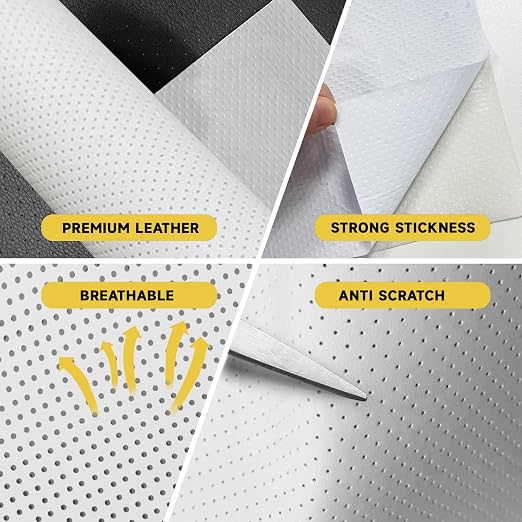 Leather Repair Patch, Breathable Perforated Strong Sticky Self Adhesive Repair Patch, DIY Leather Patches for Couches, Furniture, Sofa, Car, Chair (White 8x12inch)