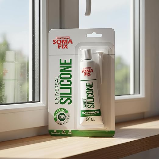 White Silicone Caulk - Easy Squeeze Caulking Tube, Silicone Sealant for Wood, Kitchen, Bathroom, Sink, Windows - Multi Purpose & Waterproof - 1.7 fl. oz (White)