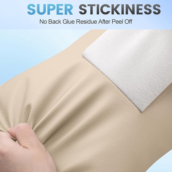 Leather Repair Patch Tape Kit, 3" x 80" Self Adhesive Leather Repair Patch for Furniture, Vinyl Kit for Car Seat, Chairs, Couch, Sofa, Boat Light Beige