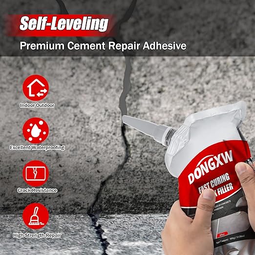 Concrete Crack Filler and Sealant Self-Leveling, 6Pcs High Elasticity Cement Crack Repair, Waterproof Concrete Caulking Glue for Driveways, Gray Caulking Adhesive Repair