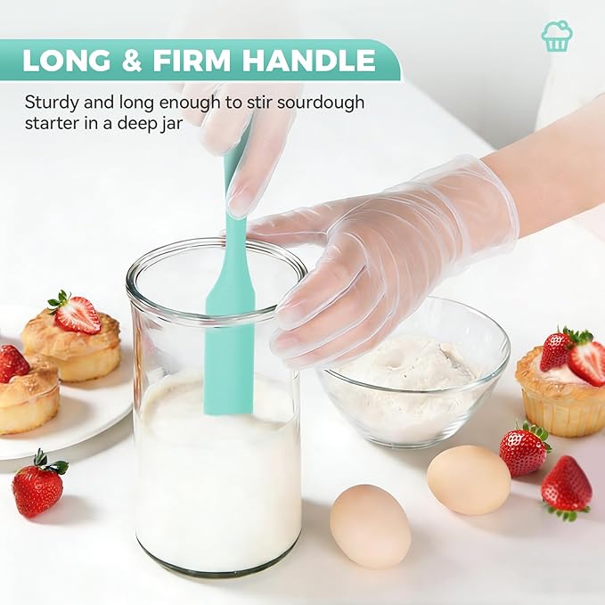 4 Pcs Silicone Jar Spatula Set, Sourdough Spurtle, Jar Scraper, Long Handle Thin Spatulas, Perfect for Jars, Bottles, Containers, Mixing, Scraping, Spreading Jam, Cake Icing and Sourdough Tools. (4)