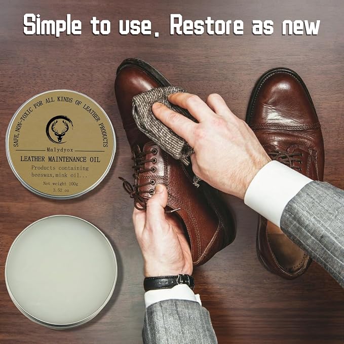 Malydyox 10oz Leather Recoloring Blam with 3.52oz Mink Oil, Leather Repair Kit for Furniture, Leather Couches Restorer, Leather Couch Repair, Leather Conditioner for Couch (Dark Brown)