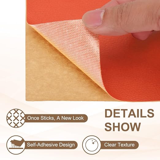 PATIKIL Leather Repair Patch, 2 Pack 10 x 24 Inch Self-Adhesive Vinyl Patch Furniture Tape Repair Kit for Sofas Couches Stools Chairs Cabinets Bags, Orange