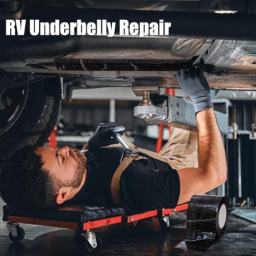 ZEAYEA RV Underbelly Tape, RV Underbelly Material Thick Tape, Mobile Home Camper Trailer Adhesive Mend Belly Tapes for Bottom Repair Patch Underbelly Holes, 4 Inch x 66 Feet