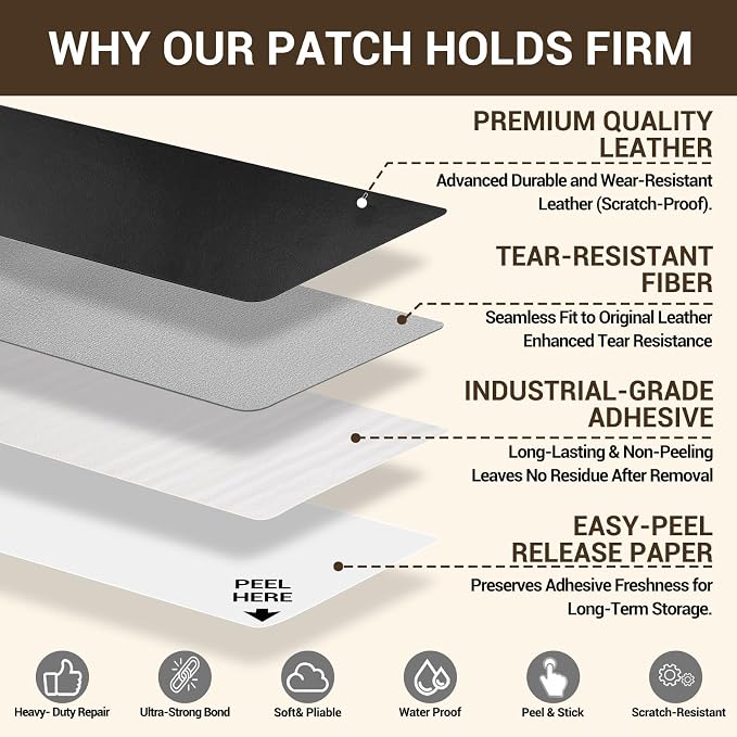 Self Adhesive Leather Repair Patch, Leather Patches for Furniture, Leather Repair Tape for Couch Sofa Car Seat Chair Furniture Repair, Leather Repair Kit (Black-Fine Grain, 3.5X60 Inch)