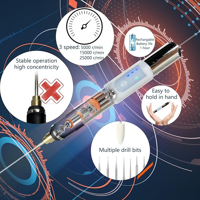 Circuit Board Grinder Chip Grinding Pen Damaged Screw Removal for Cellphone Microcircuit Grinder Cell Phone Repair Tool Rechargeable 11 Grinding Heads 3 Speed Adjustable