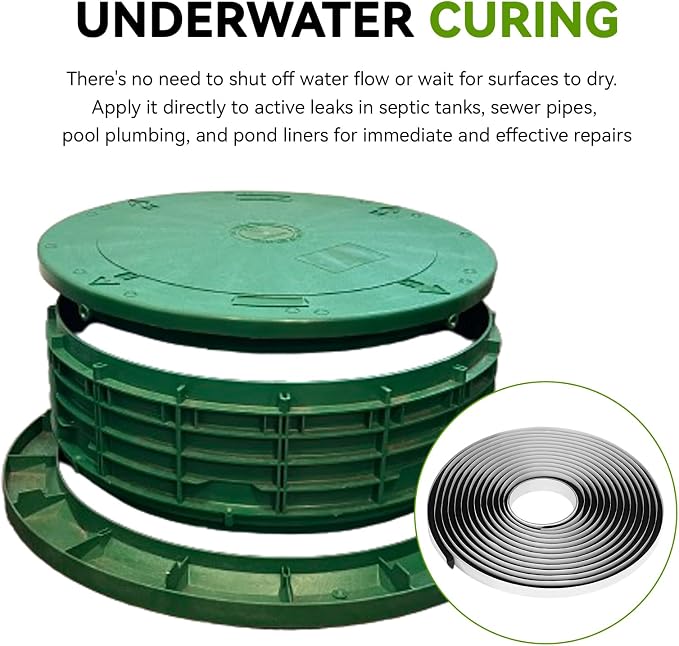 5/16" x 20ft Long Butyl Sealing Rope for Tuf-Tite and Polylok for Waterproof Sealing - Sets Underwater, Repairs Septic Tanks, Sewer Pipes, Conduits & More
