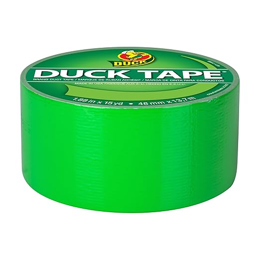 Duck 1265018 Color Duct Tape Neon Lime Green, 1.88 Inches x 15 Yards, Single Ro
