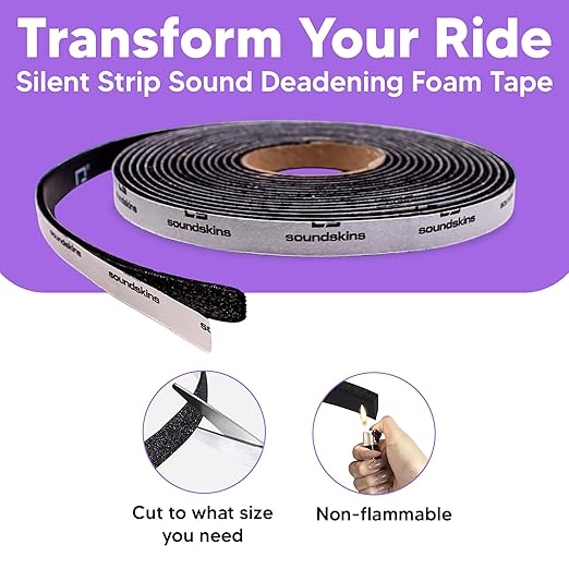 Soundskins Silent Insulation Strip Sound Deadening Closed Cell Acoustic Foam Tape SSK-Strip Rubber Closed Cell Foam, 1 Roll (3/8" Wide)